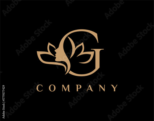 Letter G Beauty Face Lotus Flower Logo Design