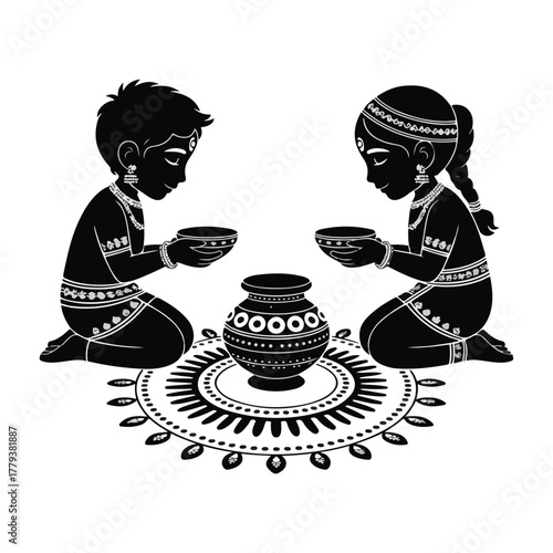 Cute cartoon vector illustration of Hindu god Ganesha in a fun artistic design