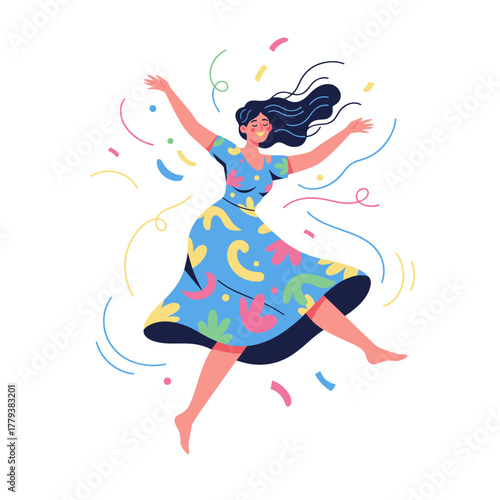 dancing girl in a red dress