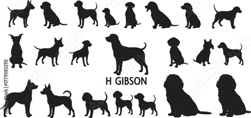 dog, silhouette, breed, pet, animal, vector, canine, black, pose, icon, clipart, cad, drawing, flat, illustration
