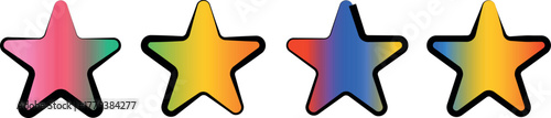 Premium Gradient Star Vector Icons Collection – Modern Shining Star Symbols Set for Branding, Ratings, UI/UX and Graphic Design Projects