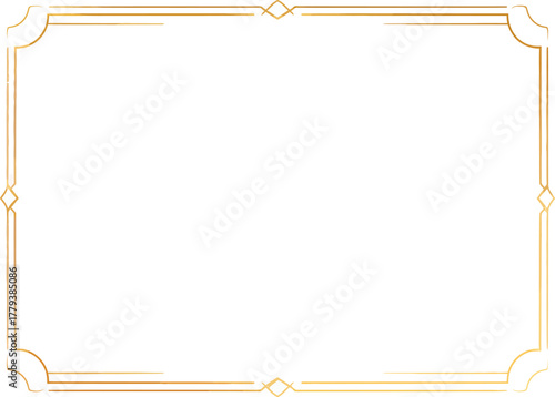Elegant Art Deco Style Border with Golden Geometric Accents, Ideal for Certificates and Diplomas