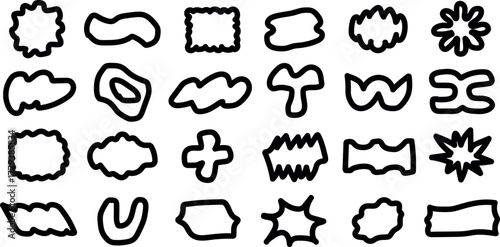 A Comprehensive Visual Archive of Brutalist Black Line Abstract Graphics Featuring Geometric Grids, Primitive Symbolic Elements, Contemporary Figures, and Swiss-Style Bauhaus Memphis Design Influence