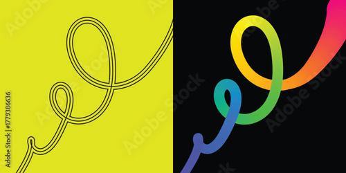 A set of vibrant posters featuring customizable abstract design lines areas and captions, ideal for modern marketing campaigns. The designs incorporate bold colors and abstract shapes