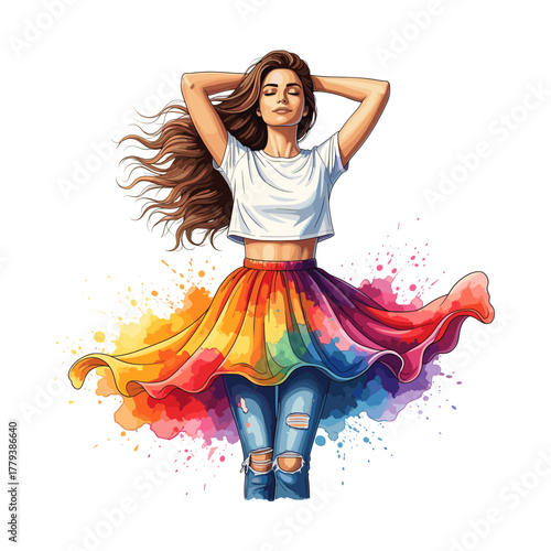 Watercolor Couple Dancing Rainbow Jacket Splatter