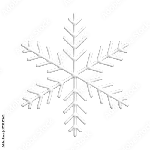 3D white snowflake illustration. PNG with transparent background.	