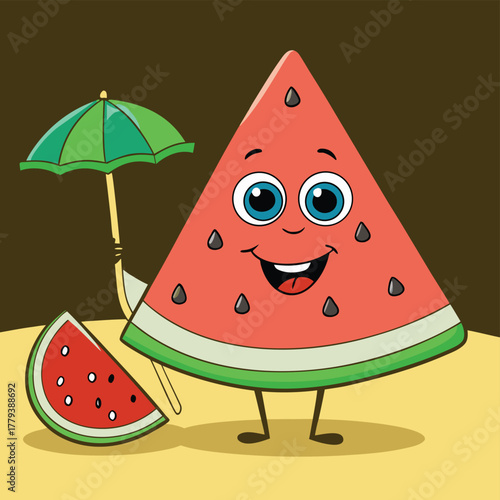 a cheerful slice of watermelon