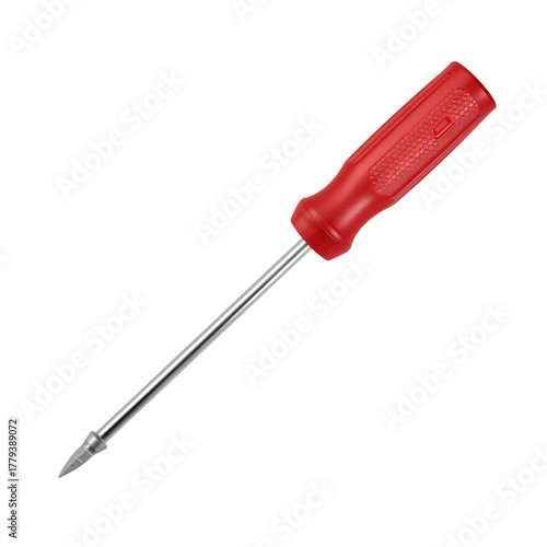 Bright Red Screwdriver With Metal Shaft Ready for Various Tasks in a Workshop