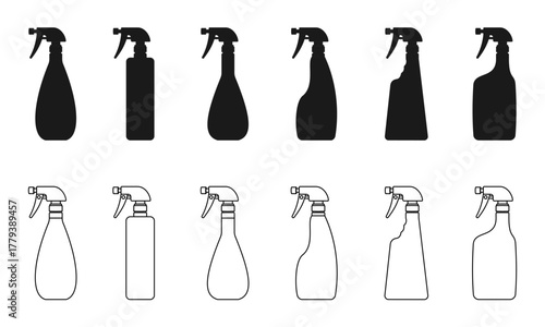 spray plastic bottle icon set vector illustration.