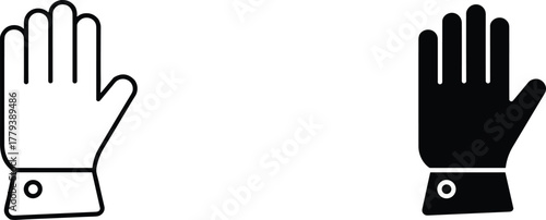 glove, silhouette, hand, icon, vector, pair, symbol, clothing, fashion, accessory, cad, drawing, flat, black, illustration