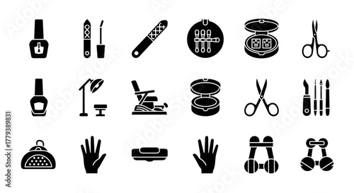 A set of manicure and pedicure vector icons isolated on white background for your design