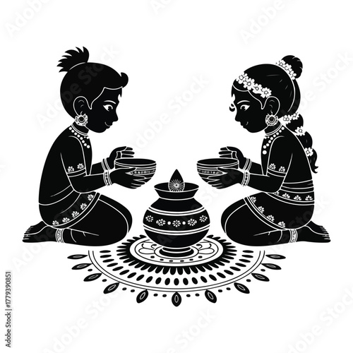 Cute cartoon vector illustration of Hindu god Ganesha in a fun artistic design