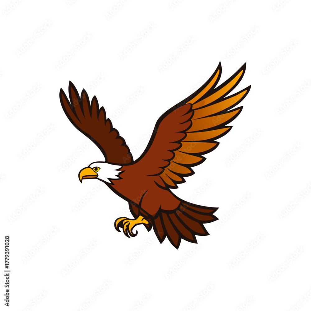 Fototapeta premium Majestic bald eagle in flight with open wings and sharp talons