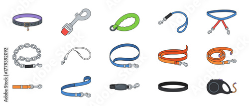 Dog Collars and Leashes Set