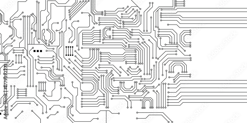 Obraz premium Futuristic circuit board pattern on white background. technology banner design. Vector illustration