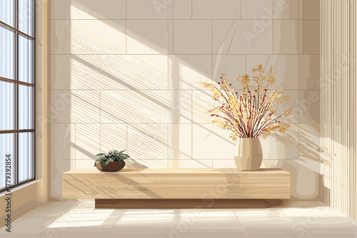 Elegant Modern Interior with Decorative Plants and Natural Light