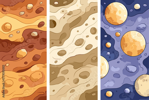 Abstract Vector Backgrounds of Alien Landscapes and Celestial Bodies