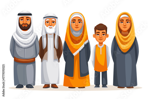Diverse Group of Cartoon Characters Representing Middle Eastern Culture