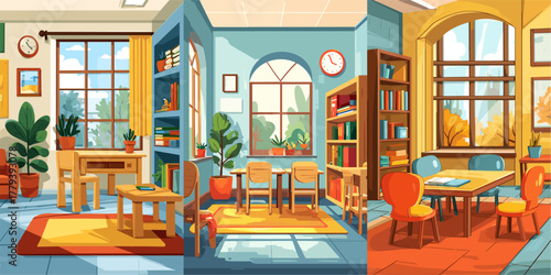 Bright and Inviting Interior Illustrations of a Cozy Study Room