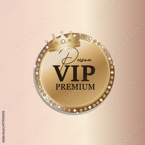VIP anniversary golden label with ribbon