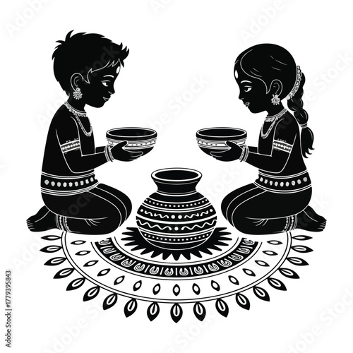 Cute cartoon vector illustration of Hindu god Ganesha in a fun artistic design