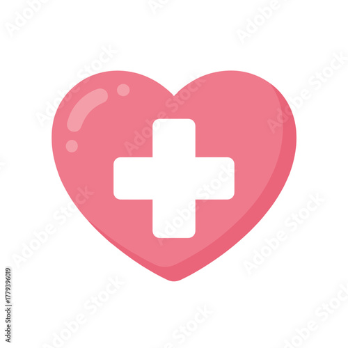 Pink Heart With White Cross Medical Symbol Clean Vector Design On Black Background Perfect For Healthcare And Wellness Themes