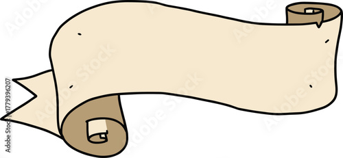 Blank scroll illustration, vintage parchment design, old paper banner template, antique document background, cad drawing flat vector illustration