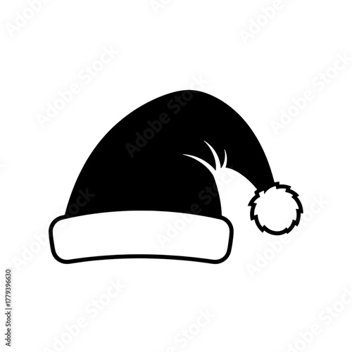 Festive Santa hat outline ready for holiday design projects and winter celebrations, perfect for Christmas themes