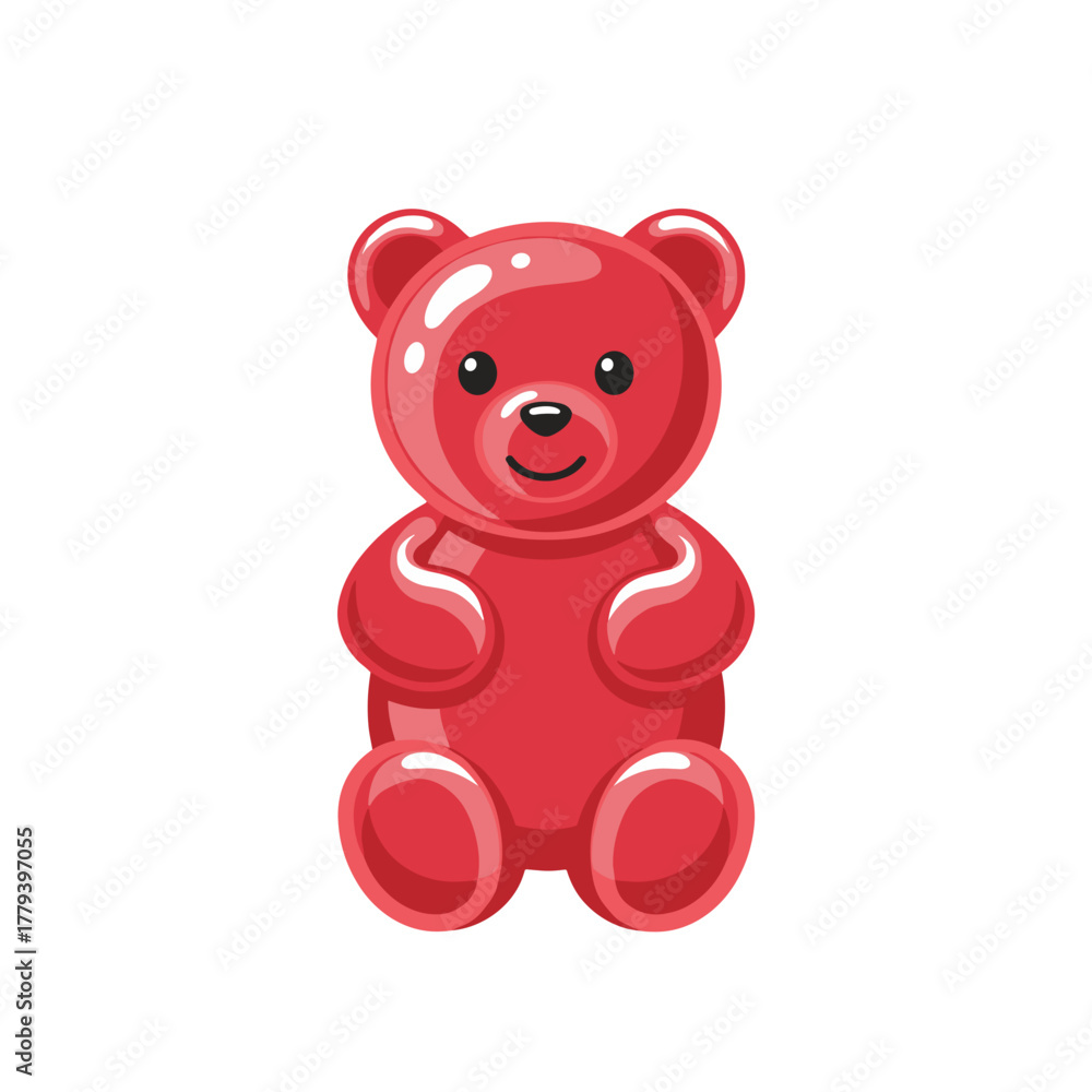 Obraz premium Red Gummy Bear Candy Character with a Smiling Face on a Transparent Background Sweet Treat Childhood Nostalgia Fun Food