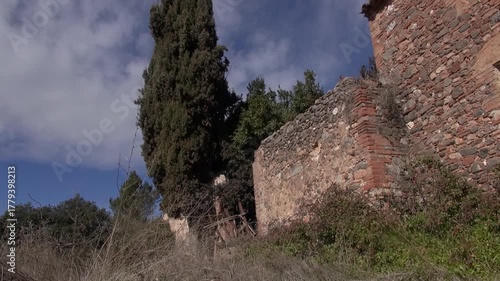 Can Robert fir tree stone old house gimbal La Mola bushes down