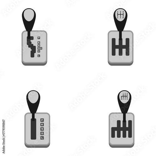 car gear shift, manual and automatic vector illustration isolated on white background.