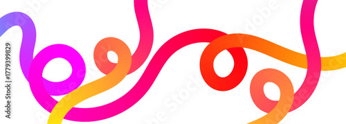 Minimal colorful gradient wave ribbon design. Abstract flowing line with loop and smooth curve art illustration presentation, web poster design
