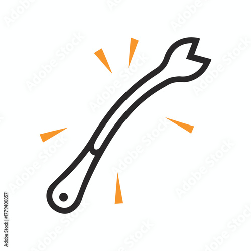 Wrench tool outlined icon with orange glow representing fix or repair