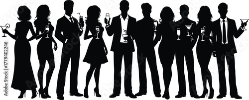 Party, Celebration, Event, People, Friends, Drinks, Cocktail, Wine, Martini, Suit, Dress, Fashion, Social, Gathering, Silhouette