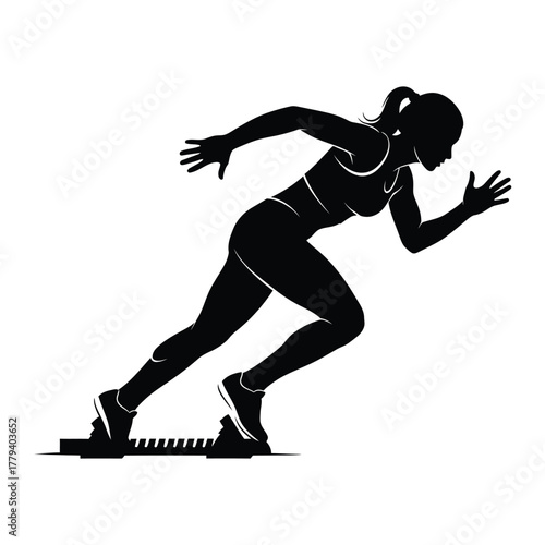 Runner silhouette in starting block position graphic