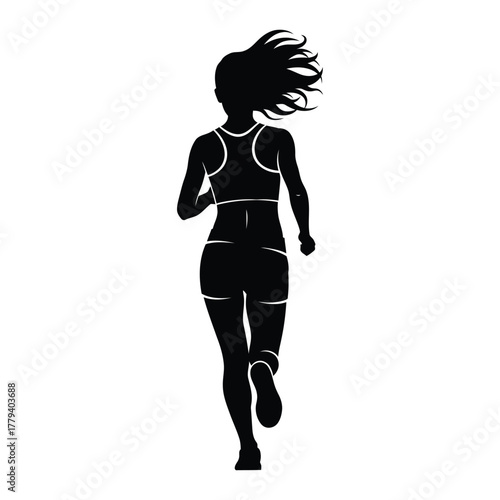 Runner woman back view silhouette graphic