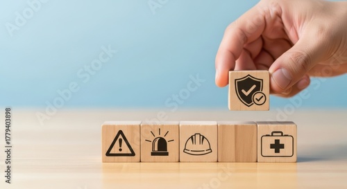 Putting Safety First With Illustrated Wooden Blocks for Workplace Hazards and Protections