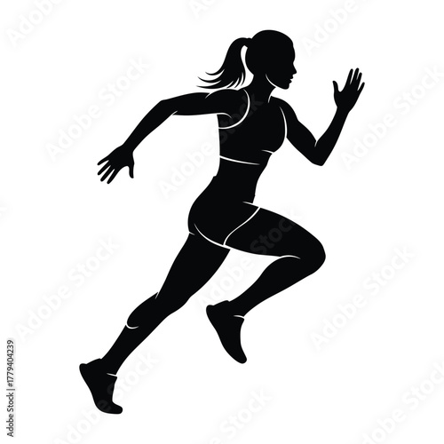 Runner silhouette sprinting with fast forward motion