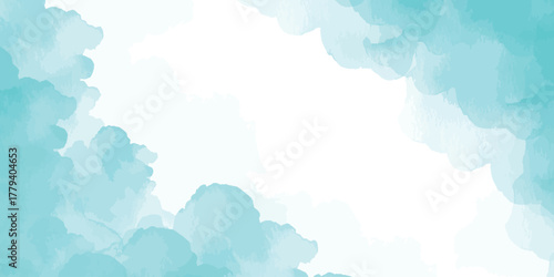 Abstract Pastel blue watercolor paint brush. watercolor texture for cards, Brushstrokes and splashes. Pastel blue texture design template for birthday invite or card	
