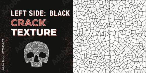 Abstract cracked texture pattern with skull graphic and dark background