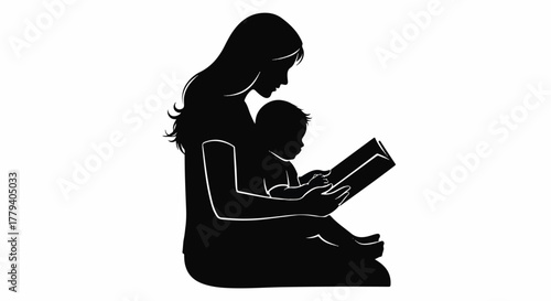 Caring mother reading a storybook to her baby, nurturing early childhood development and fostering a love for stories and knowledge