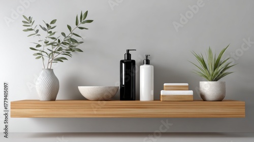 Wallpaper Mural Modern Minimalist Bathroom Shelf with Clean Lines and Elegant Decor Torontodigital.ca