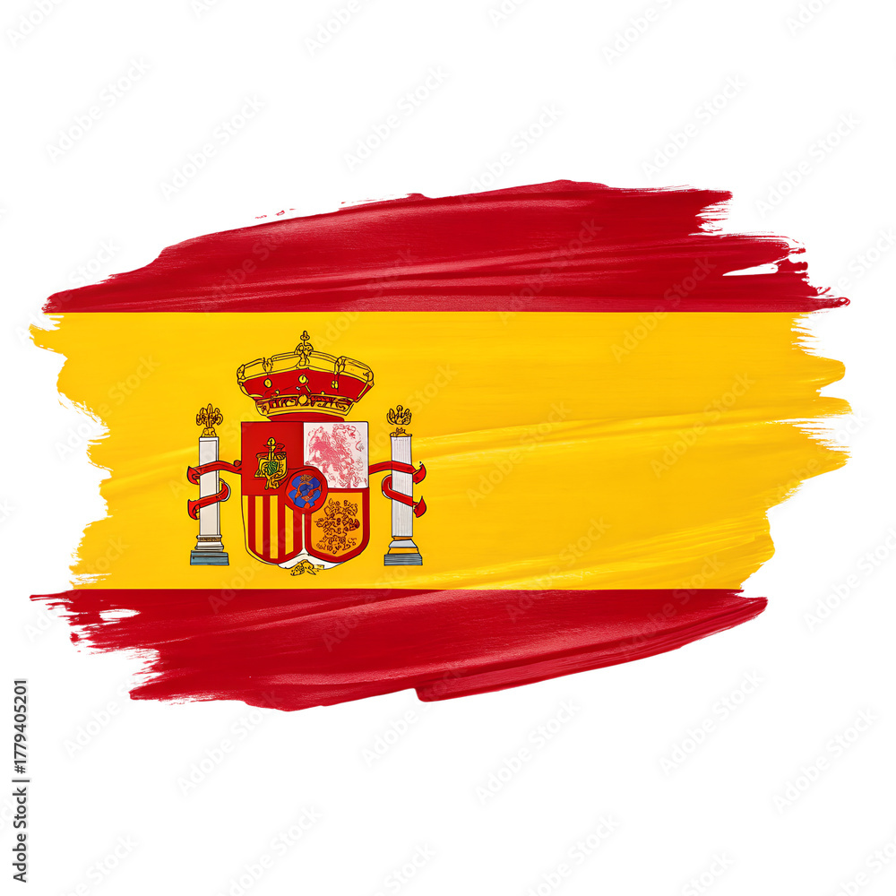 Fototapeta premium Spain Flag Brush Stroke on Transparent Background