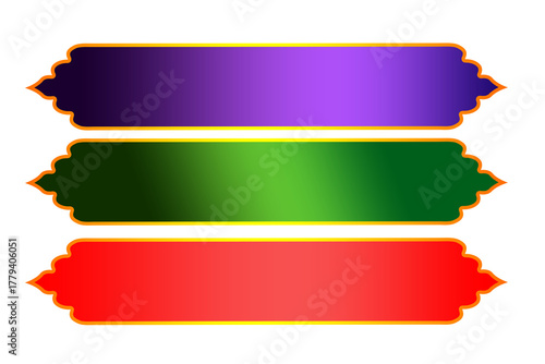Title Border Frame Ribbon Label Islamic Text Box Banner Infographic Free Vector 