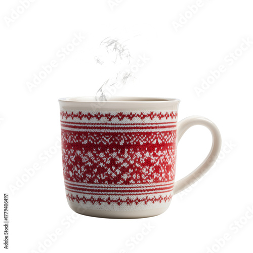 Warm Cup of Cocoa With Festive Pattern on a Cozy Winter Day