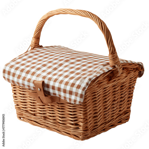Picnic Basket Ready for Outdoor Gatherings and Fun in the Sun at the Park Wit...