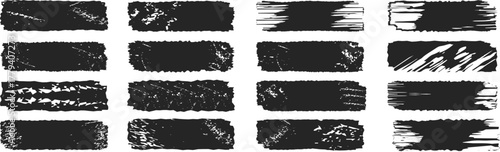 Black paint marks brush. Hand drawn grunge texture brush stroke and Grunge brushes collection. Brush stroke paint border on white background .