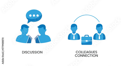 Vector illustration of illustration depicting a discussion between two people and colleagues connected with a briefcase