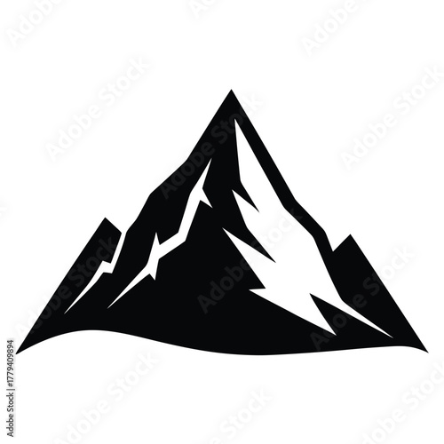 mountain peak with snow  minimal vector illustrat