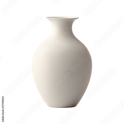 Elegant White Ceramic Vase on a Plain Background for Home Decor